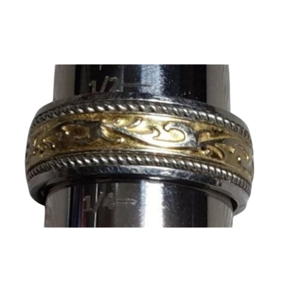 Men's Two Tone Ring Gold Silver Scroll Filigree Band Size 9